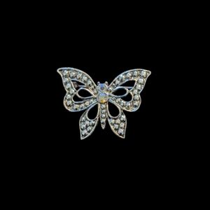 Elegant Silver Crystal Rhinestone Butterfly Brooch